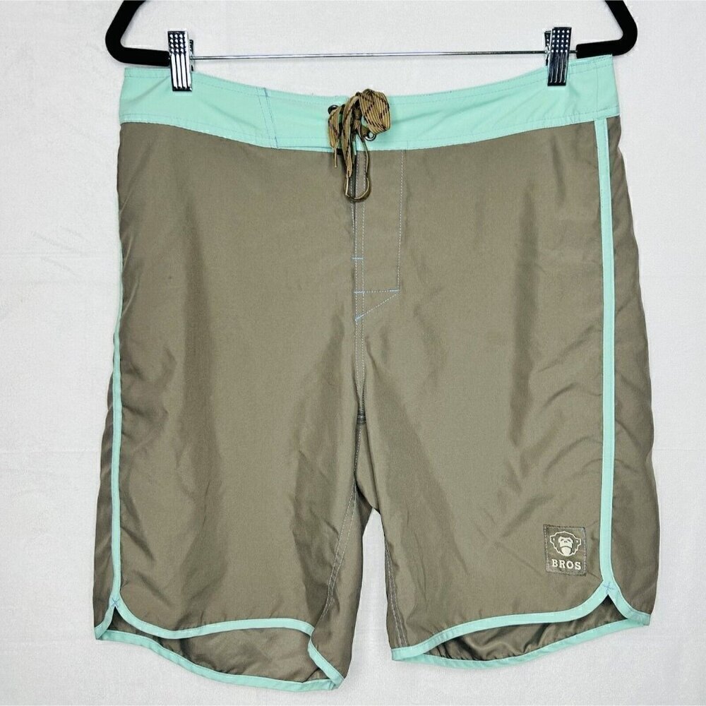 Howler Brother Swim Trunks Men's Sz 33 x 9 Board Shorts Brown Aqua